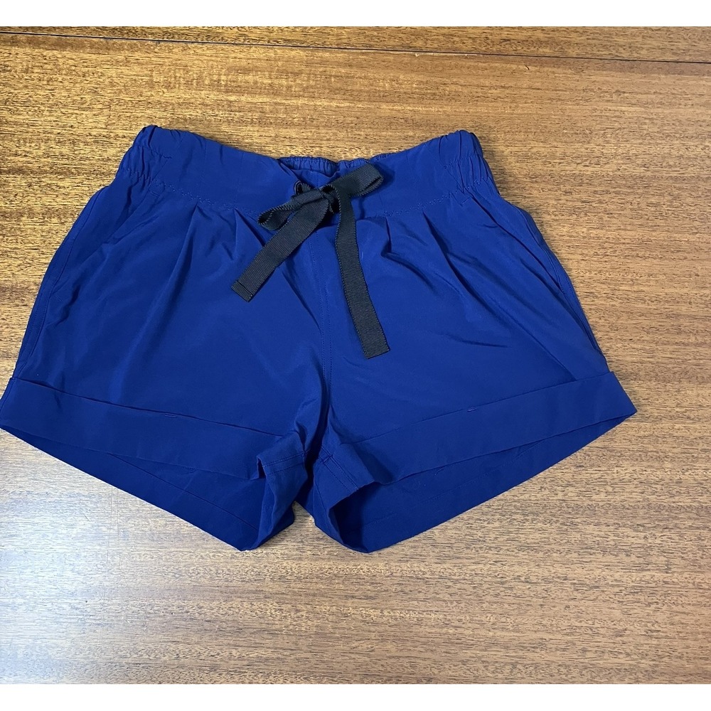 Lululemon Spring Break Away Shorts Navy Blue Size 4 Elastic Waist Summer Gym